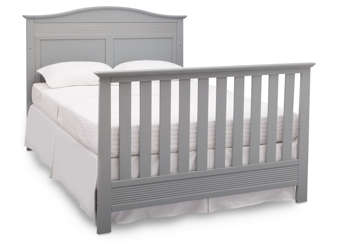 Serta Grey (026) Barrett 4-in-1 Convertible Crib, Right Full Bed View with Footboard a6a