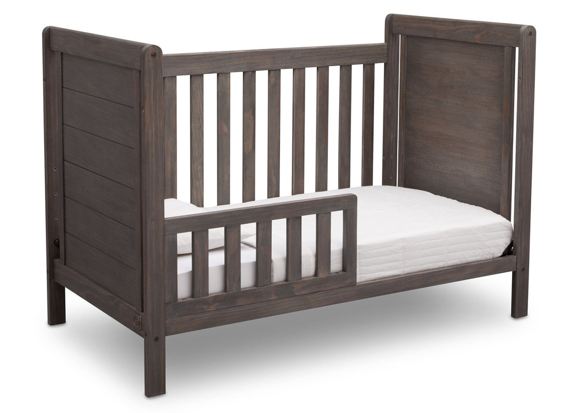 Delta Children Rustic Grey (084) Cali 4-in-1 Crib, angled conversion to toddler bed, a4a