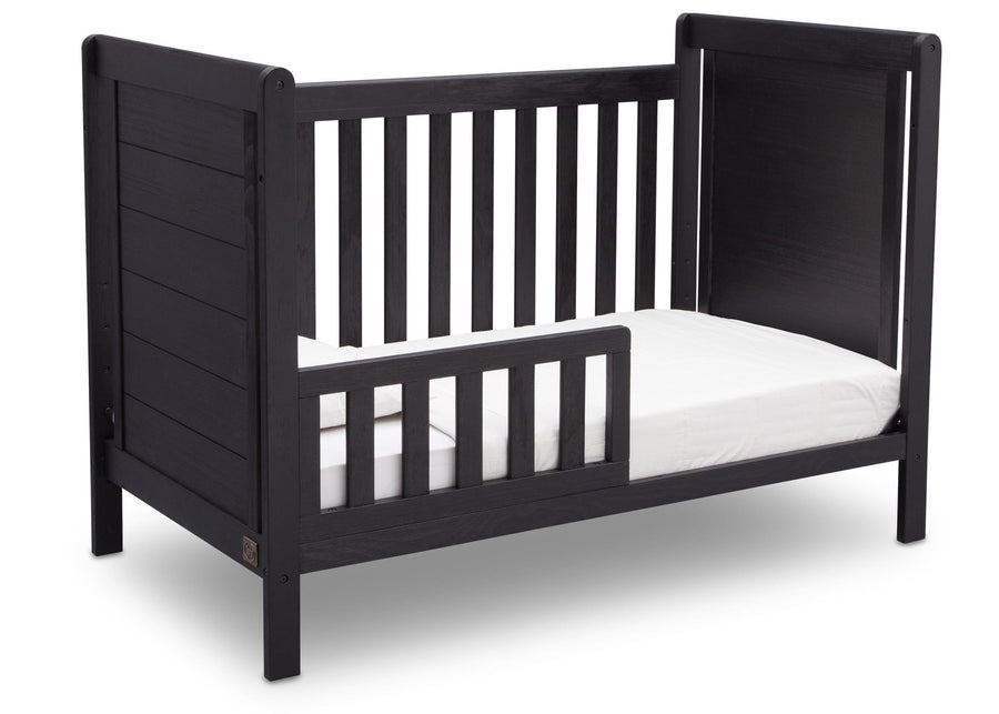 Delta Children Rustic Ebony (935) Cali 4-in-1 Crib, angled conversion to toddler bed, c4c 16-Cali 4-in-1 Crib