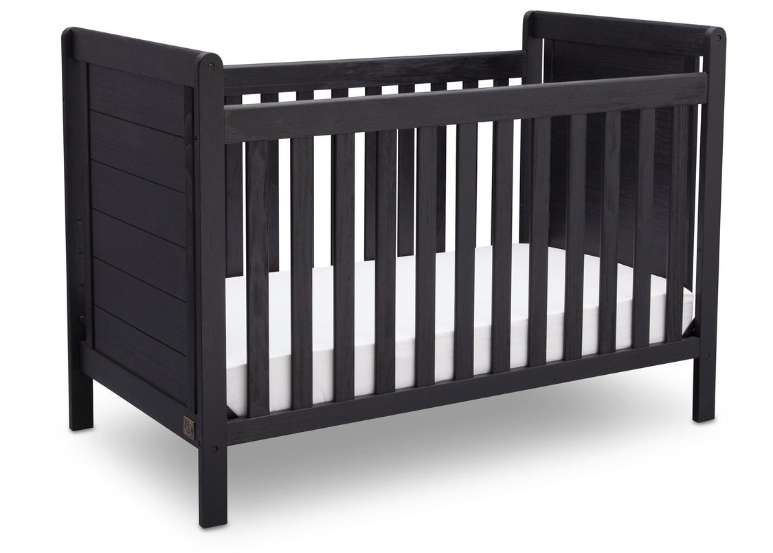 Delta Children Rustic Ebony (935) Cali 4-in-1 Crib, angled view, c3c