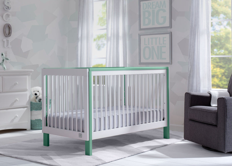  Bianca with Aqua (134) 1-Fremont 3-in-1 Convertible Crib
