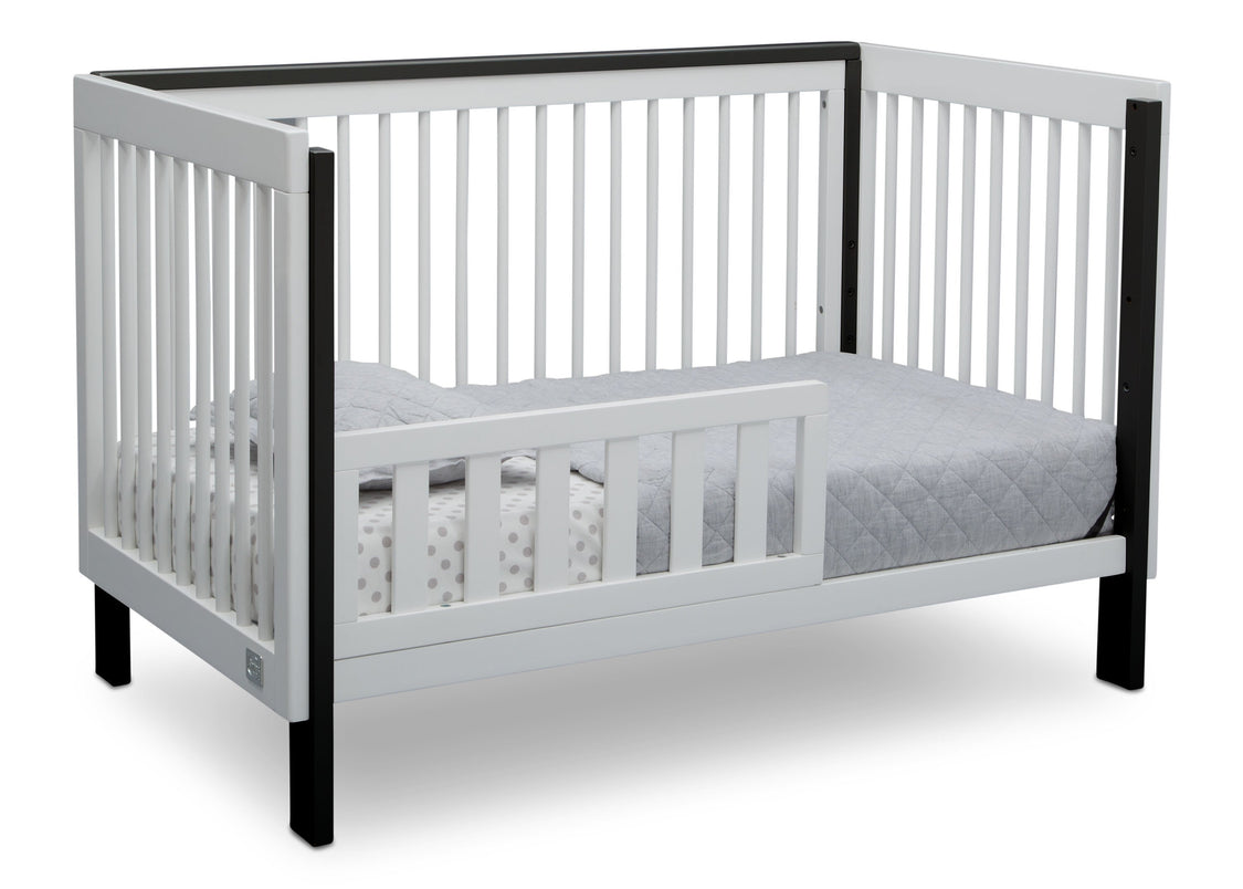Serta Fremont 3-in-1 Convertible Crib Bianca White with Ebony (149) Toddler Bed b4b