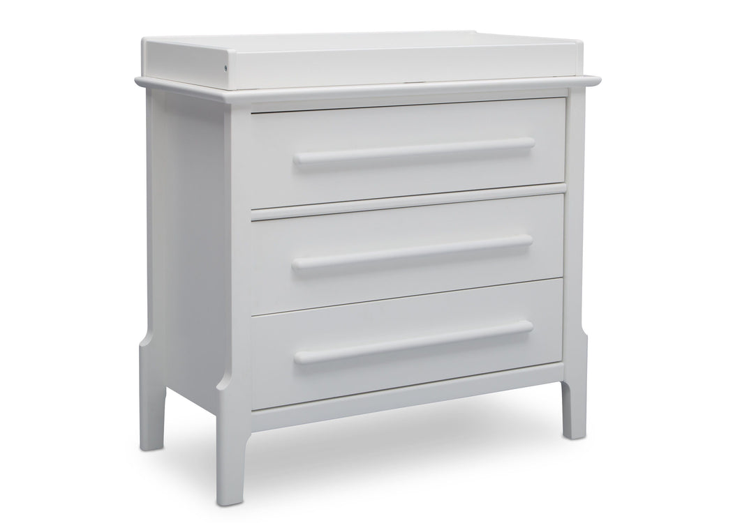 Serta Bianca (130) Mid-Century Modern 3 Drawer Dresser with Changing Top, Angle b2b