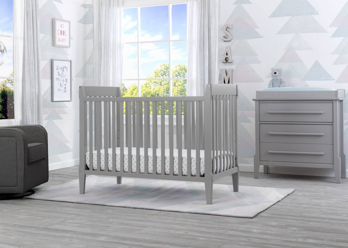 Serta Mid-Century Modern Classic 5-in-1 Convertible Crib Grey (026) Room a1a