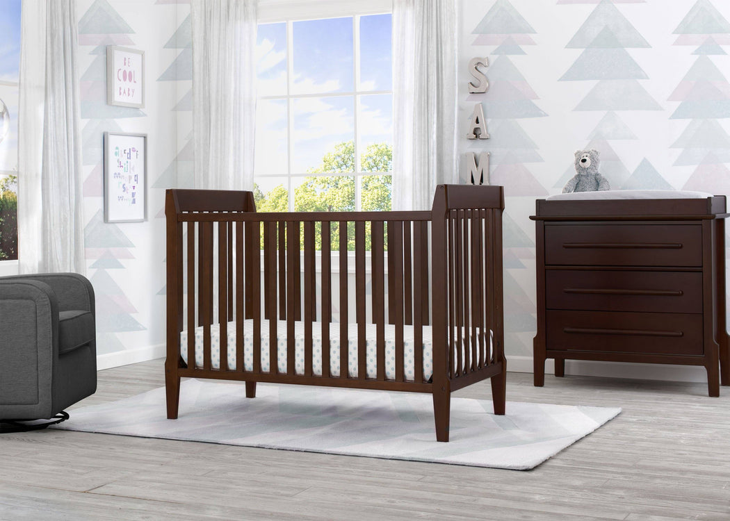 Serta Mid-Century Modern Classic 5-in-1 Convertible Crib Walnut Espresso (1324) Room c1c