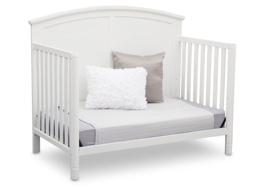 Delta Children White (100) Somerset 4-in-1 Crib Side View, Day Bed Conversion a5a 5-Somerset 4-in-1 Crib