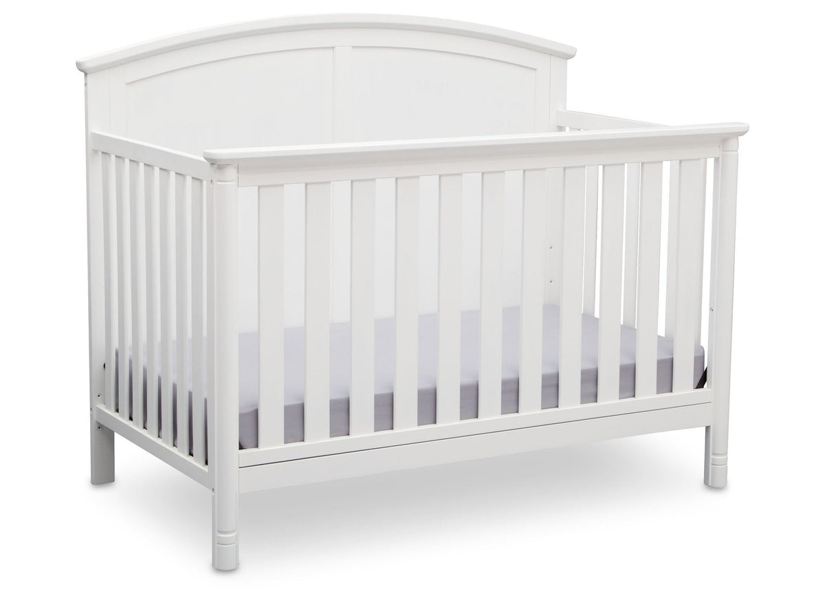 Delta Children White (100) Somerset 4-in-1 Crib Side View, Crib Conversion a3a