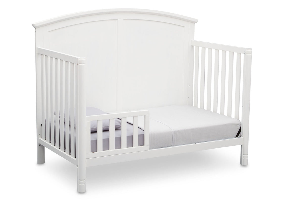 Delta Children White (100) Somerset 4-in-1 Crib Side View, Toddler Bed Conversion a4a