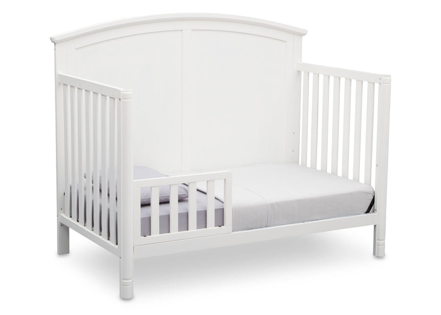 Delta Children White (100) Somerset 4-in-1 Crib Side View, Toddler Bed Conversion a4a 4-Somerset 4-in-1 Crib