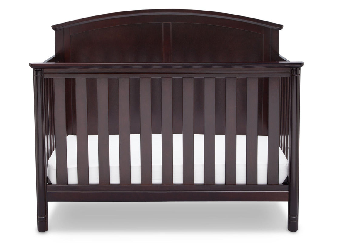 Delta Children Dark Chocolate (207) Somerset 4-in-1 Crib Front View, Crib Conversion b3b