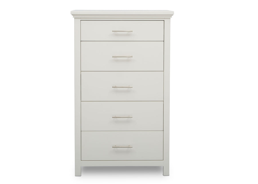 Delta Children Bianca White (130) Avery 5 Drawer Chest (708050), Front View, b2b 4-Avery 5 Drawer Chest