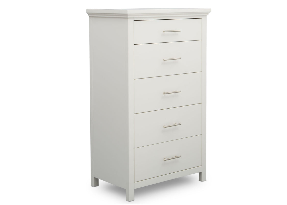 Delta Children Bianca White (130) Avery 5 Drawer Chest (708050), Sideview, b3b