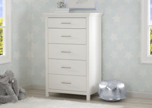 Delta Children Bianca White (130) Avery 5 Drawer Chest (708050), Hangtag, b1b 12