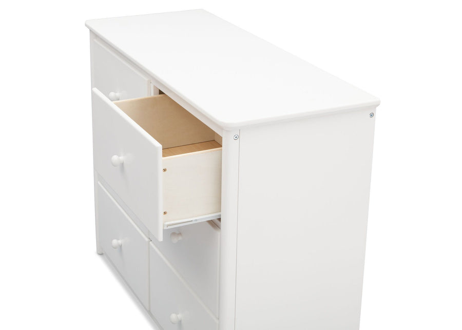 Delta Children White (100) Somerset 6 Drawer Dresser, Above Drawer Detail a4a 3-Somerset 6 Drawer Dresser