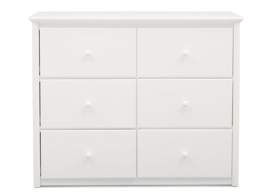 Delta Children White (100) Somerset 6 Drawer Dresser Front View a1a 1-Somerset 6 Drawer Dresser