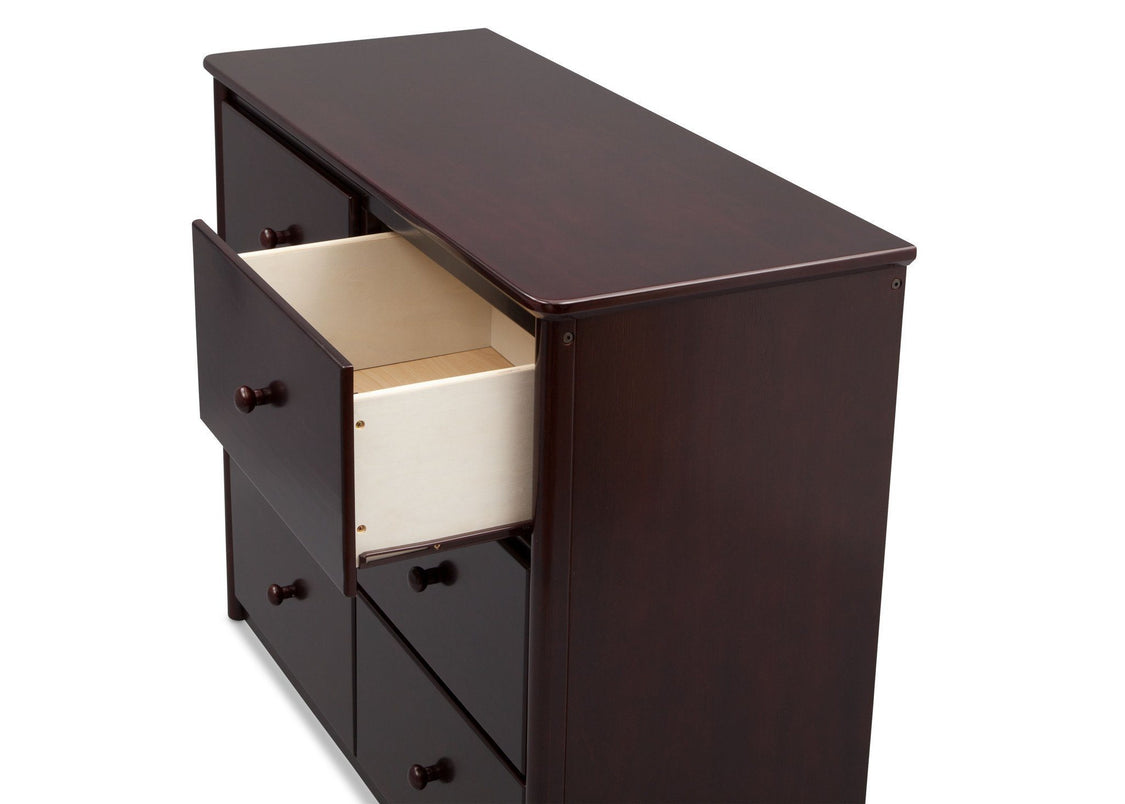 Delta Children Dark Chocolate (207) Somerset 6 Drawer Dresser, Above Drawer Detail b4b