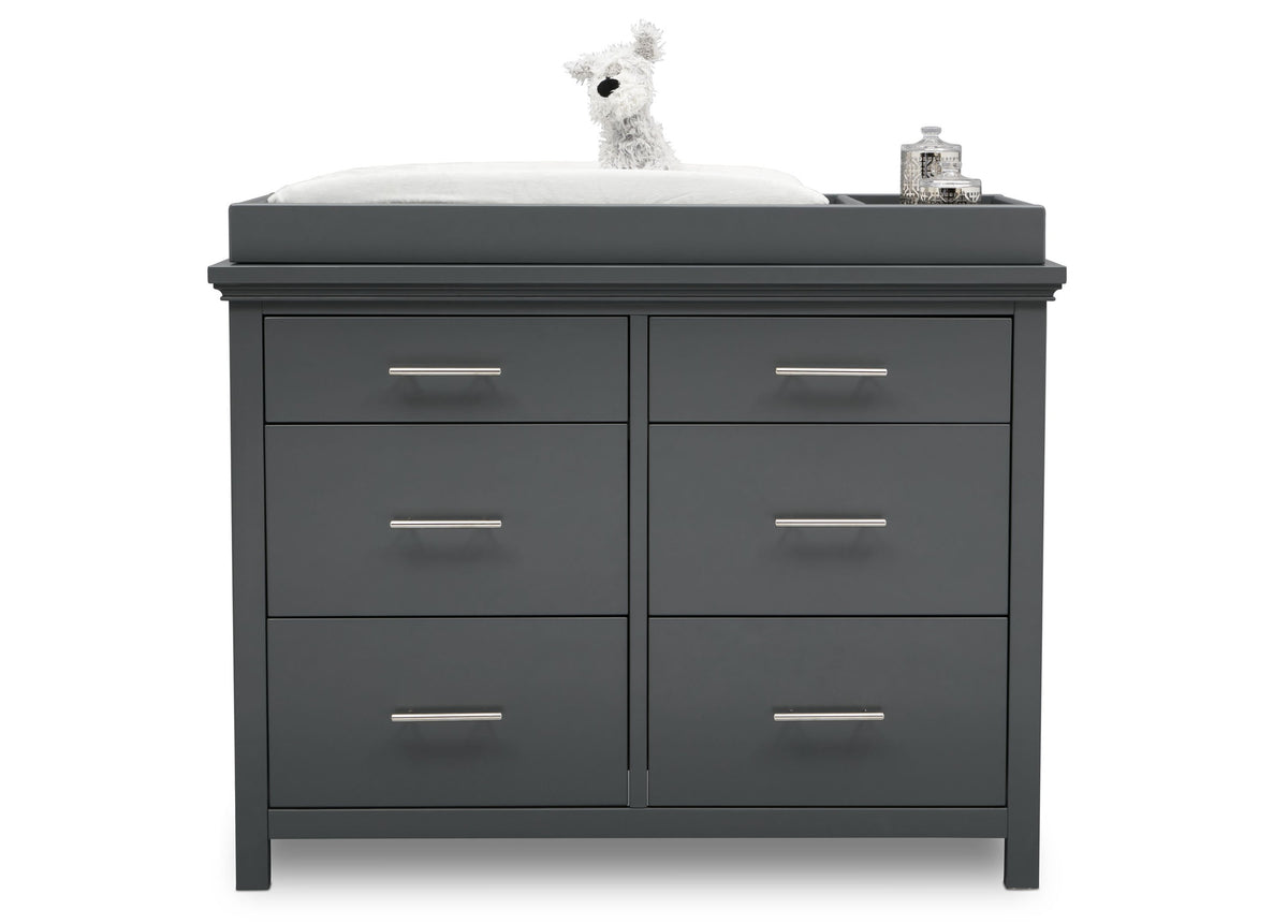 Delta Children Charcoal Grey (029) Avery 6 Drawer Dresser (708060), Silo with Topper, a2a