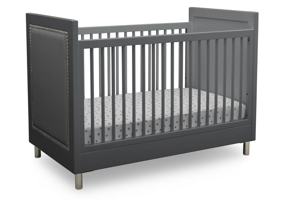 Delta Children Charcoal Grey (1323) Avery 3-in-1 Convertible Crib (708130), Right Crib Silo View