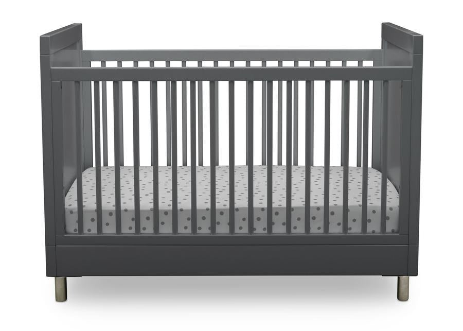 Delta Children Charcoal Grey (1323) Avery 3-in-1 Convertible Crib (708130), Front Crib Silo View