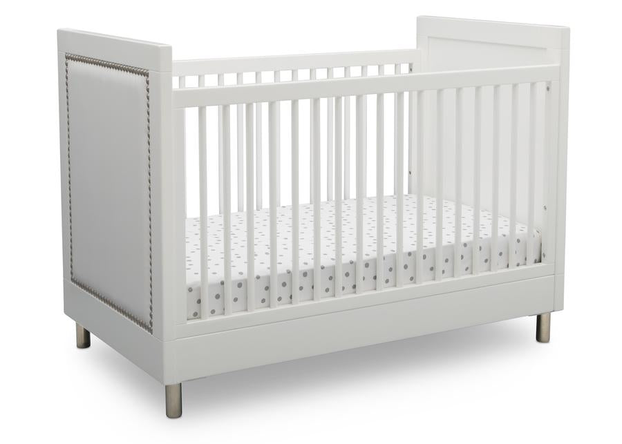 Delta Children Bianca White (1321) Avery 3-in-1 Convertible Crib (708130), Right Crib Silo View