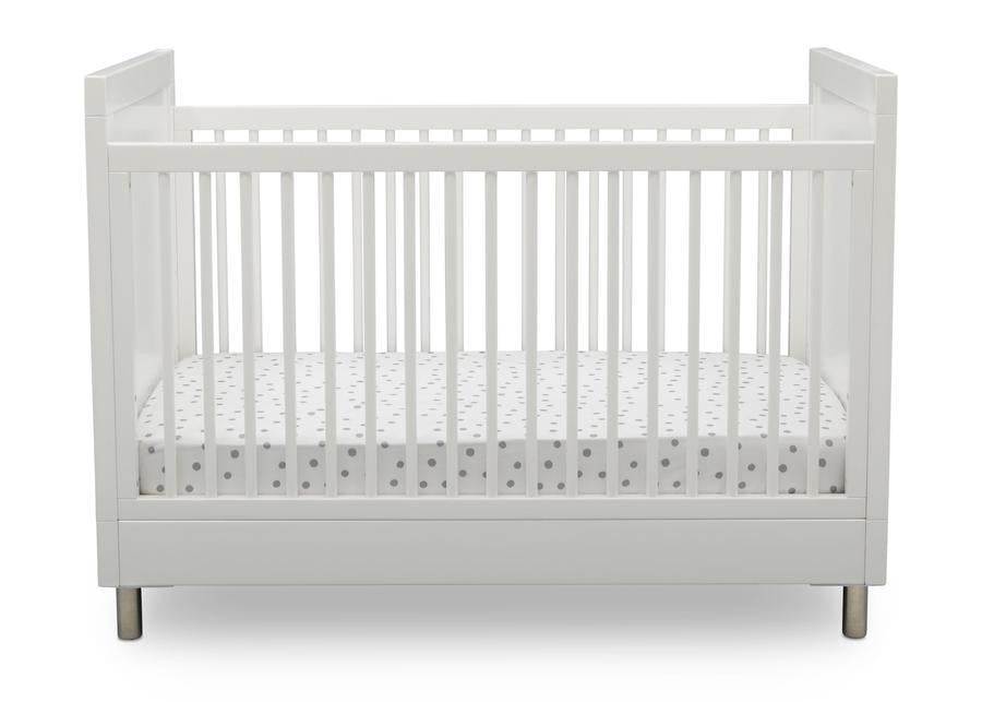 Delta Children Bianca White (1321) Avery 3-in-1 Convertible Crib (708130), Front Crib Silo View