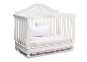 Delta Children White Ambiance (108) Princess Magical Dreams 4-in-1 Crib Side View, Day Bed Conversion b6b 4