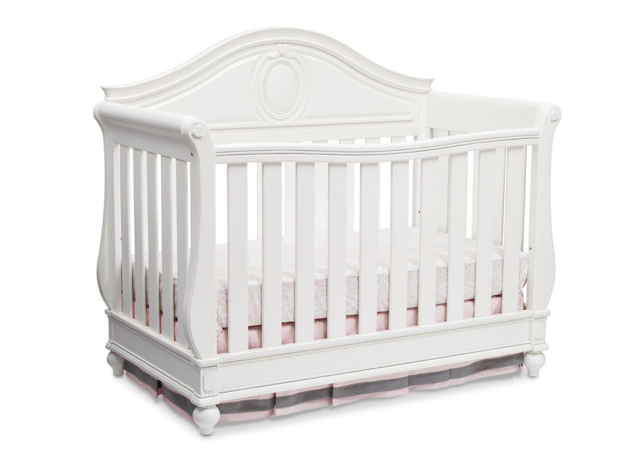 Delta Children White Ambiance (108) Princess Magical Dreams 4-in-1 Crib Side View, Crib Conversion 7-Disney Princess Magical Dreams 4-in-1 Crib