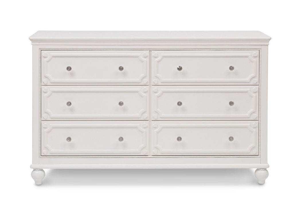 Delta Children White Ambiance (108) Princess Magical Dreams Dresser Front View b2b