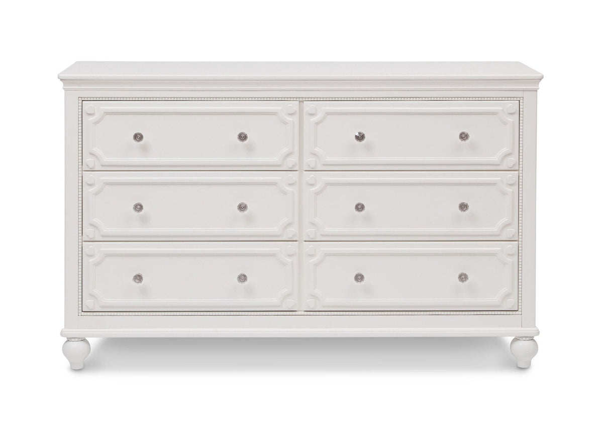 Delta Children White Ambiance (108) Princess Magical Dreams Dresser Front View b2b
