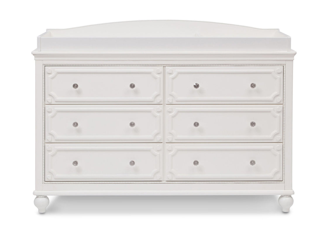 Delta Children White Ambiance (108) Princess Magical Dreams Dresser Front View with Changing Top 