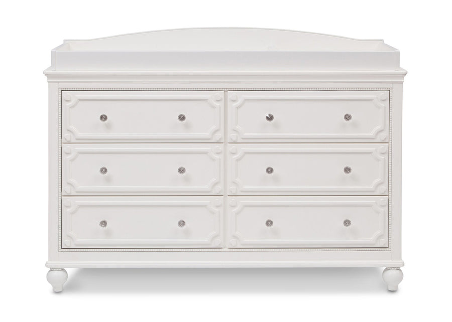 Delta Children White Ambiance (108) Princess Magical Dreams Dresser Front View with Changing Top  2-Disney Princess Magical Dreams Dresser