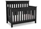 Delta Children Black (001) Chalet 4-in-1 Crib, angled view, c3c 4-Chalet 4-in-1 Crib