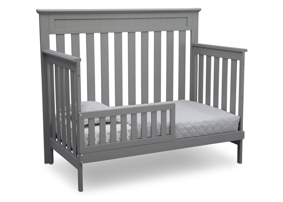 Delta Children Grey (026) Chalet 4-in-1 Crib, angled conversion to toddler bed, d5d