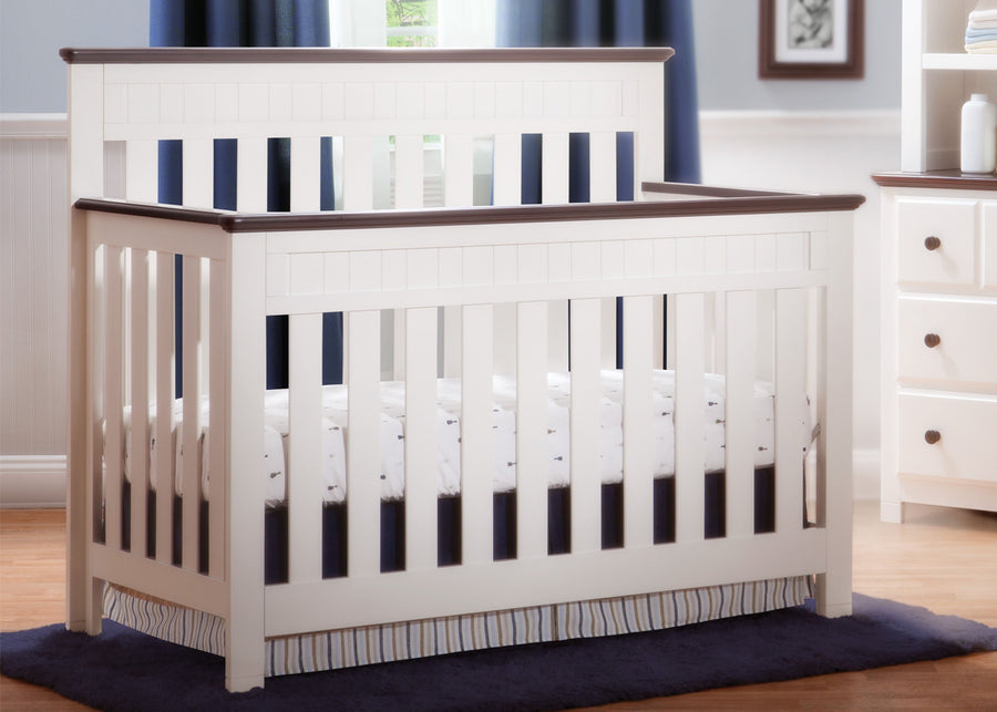Delta Children White Ambiance / Dark Chocolate 127 Chalet 4-in-1, Day Bed Conversion with Props c1c 8-Chalet 4-in-1 Crib