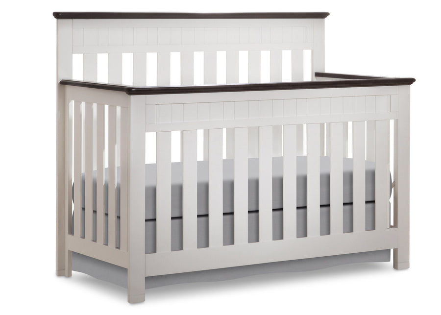 Delta Children White Ambiance/Dark Chocolate (127) Chalet 4-in-1, Crib Conversion c2c 12-Chalet 4-in-1 Crib