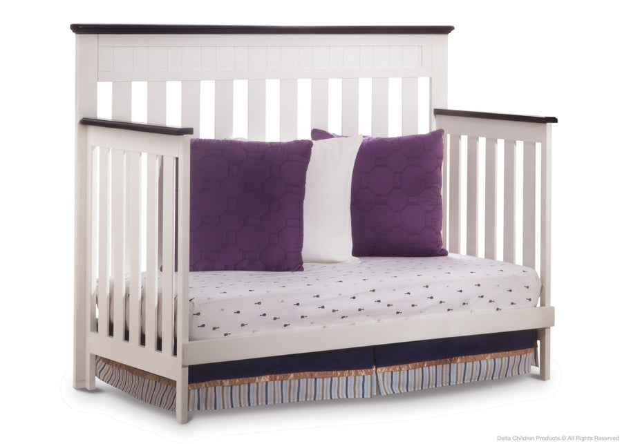 Delta Children White Ambiance/Dark Chocolate (127) Chalet 4-in-1, Day Bed Conversion c4c 15-Chalet 4-in-1 Crib