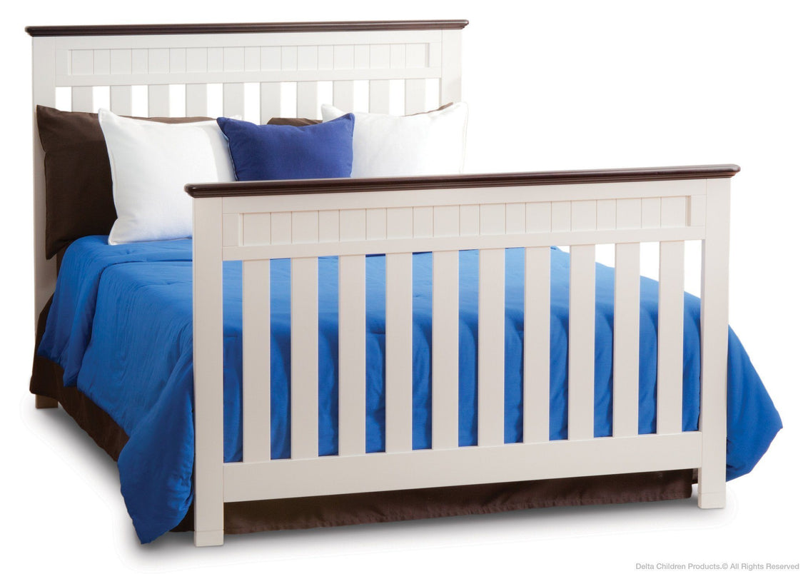 Delta Children White Ambiance/Dark Chocolate (127) Chalet 4-in-1, Full-Size Bed Conversion c5c