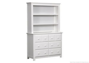 Delta Children White Ambiance (108) Chalet 6 Drawer Dresser Side View with Chalet Bookcase/Hutch a3a 0