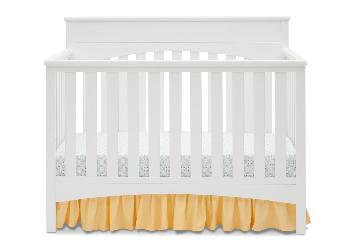 Delta Children White Ambiance (108) Bennington Lifestyle 4-in-1 Crib, Crib Conversion Front View a2a