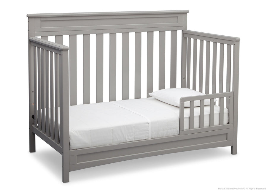 Delta Children Grey (026) Geneva 4-in-1 Crib, Toddler Bed Conversion with Toddler Guardrail a5a 4-Geneva 4-in-1 Crib