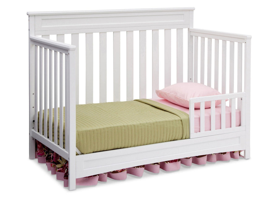 Delta Children White (100) Geneva 4-in-1 Crib, Toddler Bed Conversion with Toddler Guardrail b4b 13-Geneva 4-in-1 Crib
