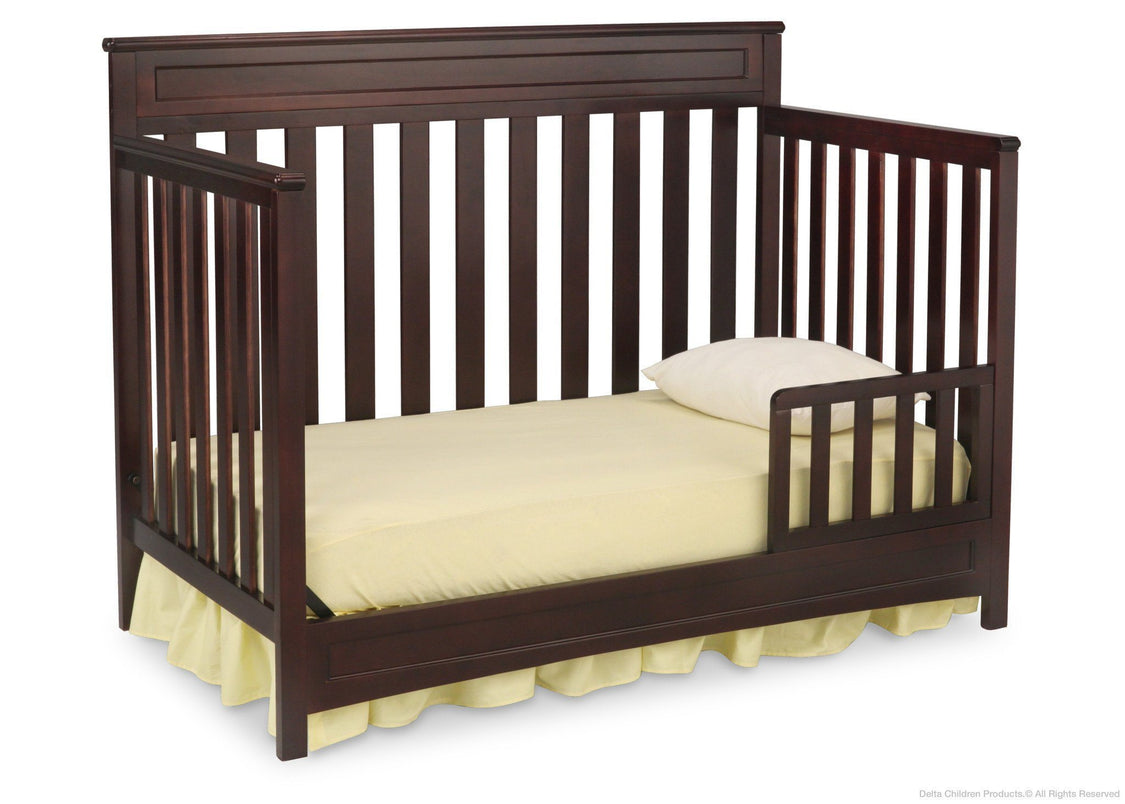 Delta Children Dark Chocolate (207) Geneva 4-in-1 Crib, Toddler Bed Conversion with Toddler Guardrail c3c
