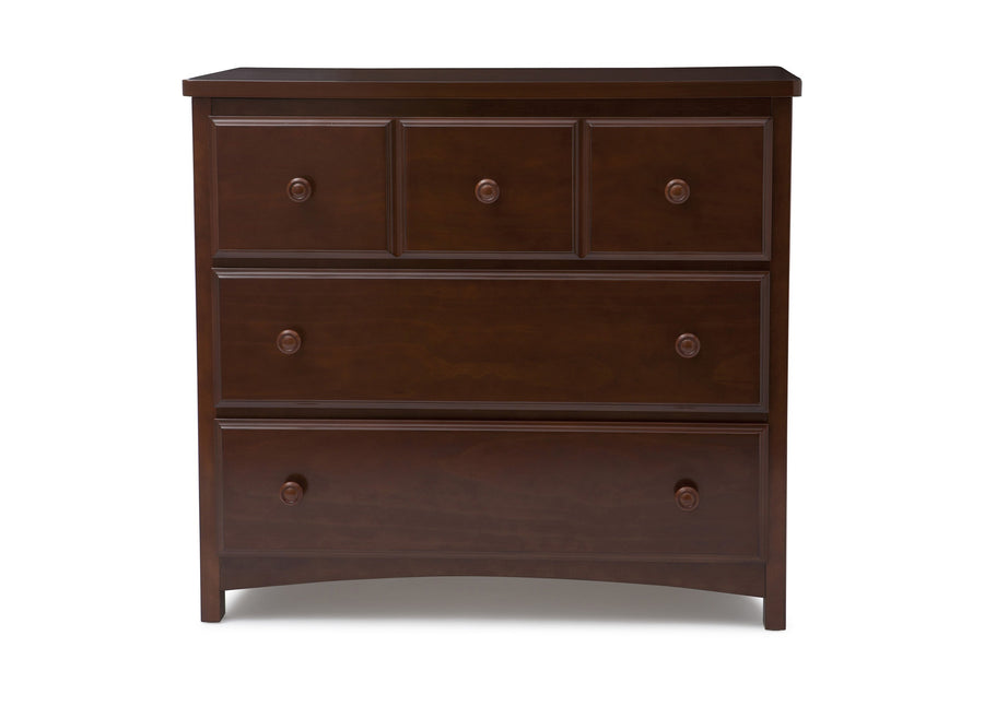 DCB: Delta Children Black Cherry Espresso 607 3 Drawer Dresser (74103), Front View, f2f 11-3 Drawer Dresser