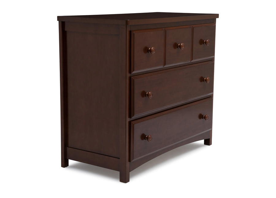 Delta Children Black Cherry Espresso (607) 3 Drawer Dresser (74103), Side View, f1f 10-3 Drawer Dresser