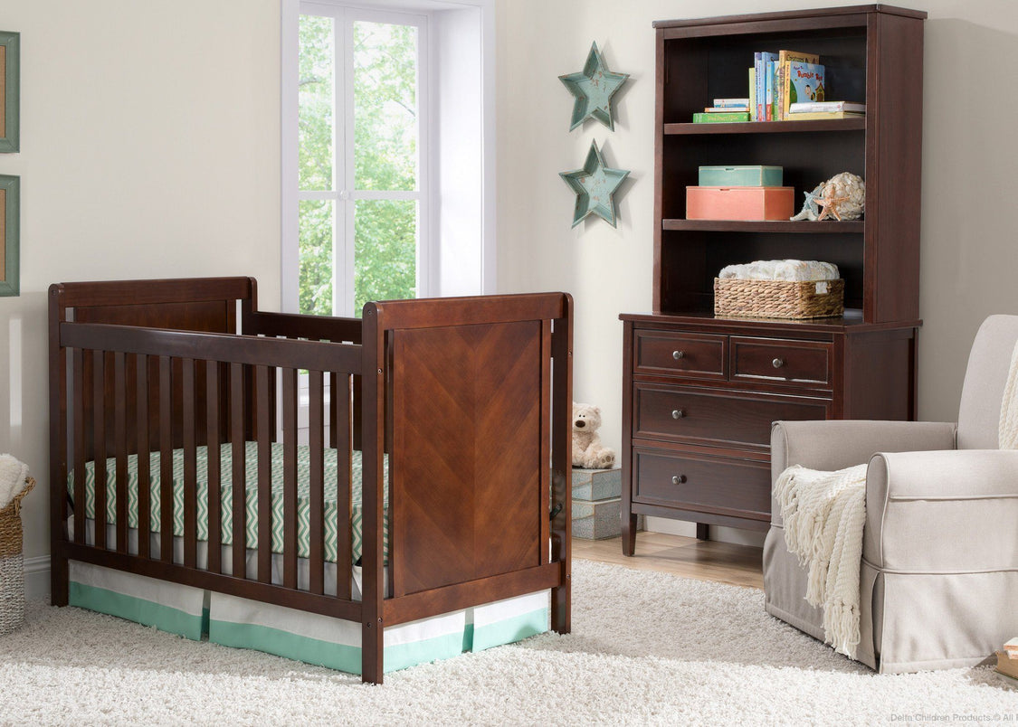 Delta Children Chocolate (204) Cypress 4-in-1 Crib, Crib Conversion with Props b1b