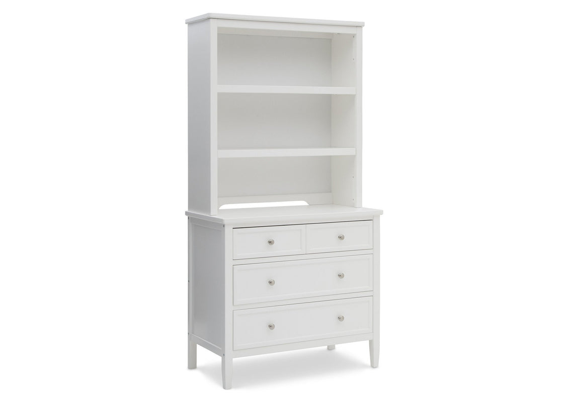 Delta Children White (100) Epic Bookcase/Hutch Side View with Dresser b5b