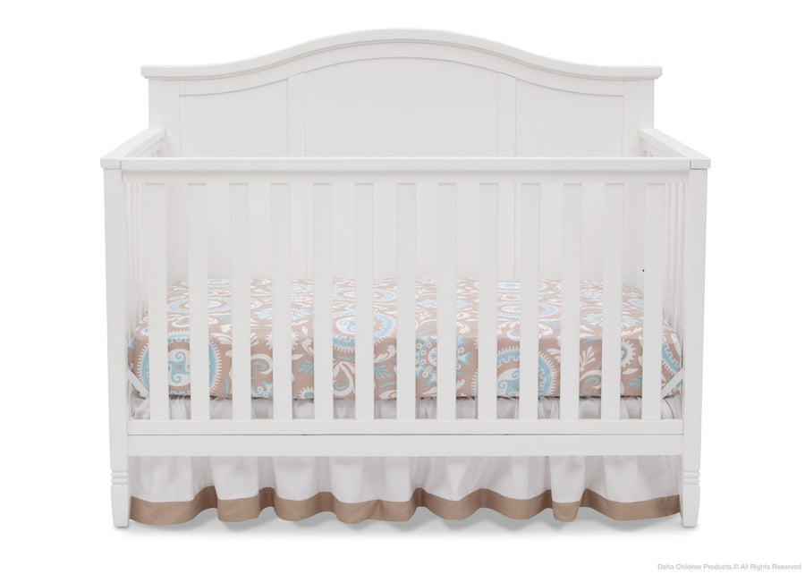 Delta Children White (100) Madrid 4-in-1 Crib, Front Crib Silo View 21-Madrid 5-in-1 Convertible Crib