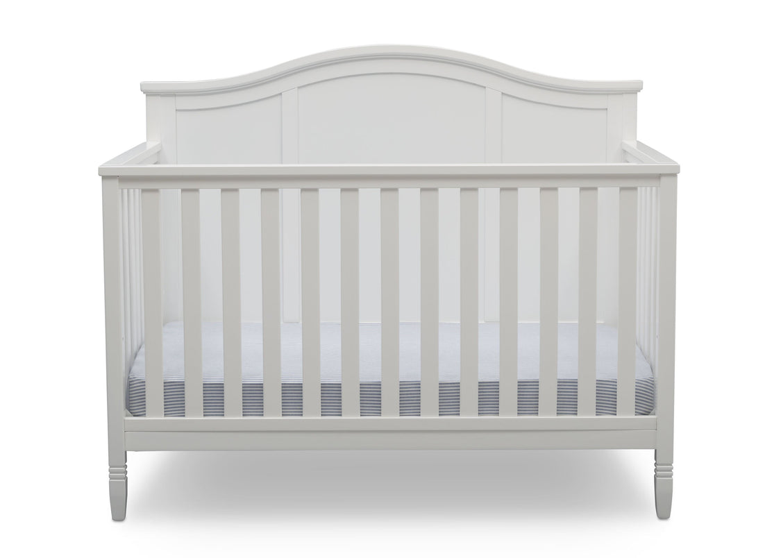 DCB: Delta Children Bianca White (130) Madrid 4-in-1 Crib, Front Crib Silo View