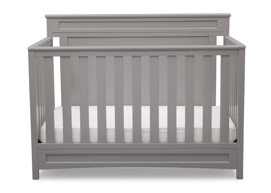 Delta Children Grey (026) Prescott 4-in-1 Crib, Crib Conversion Front View a2a