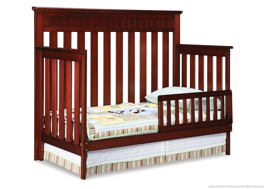 Delta Children Betony Cherry (627) Chalet 4-in-1, Toddler Bed Conversion with Toddler Guard Rail d3d 6-Chalet 4-in-1 Crib